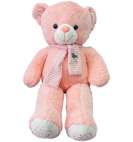 Pinkish Orange Teddy Bear Wearing A Scarf Gift Vietnam