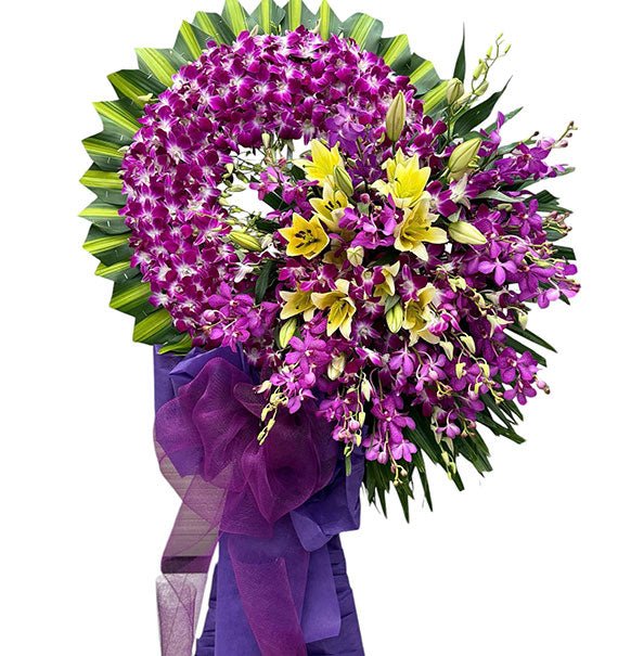 Purple Orchid Wreath Sympathy Flower Vietnam