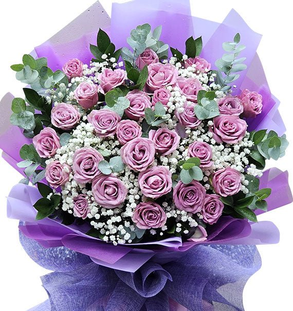 Purple Rose Bouquet For Vietnamese Womens Day