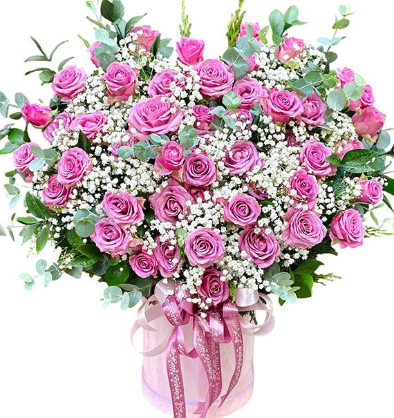 Purple Roses In A Basket