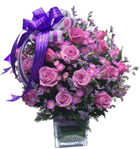 Purple Roses In Vase