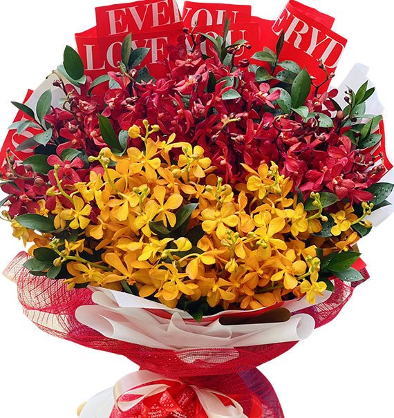 Red and Yellow Orchids Bouquet
