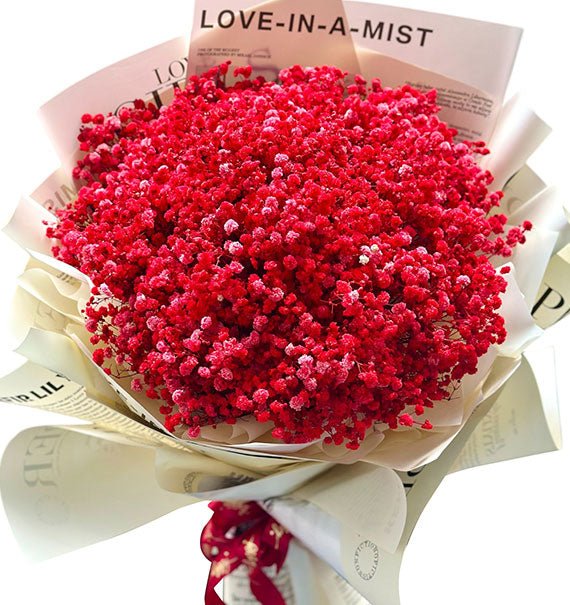 Red Baby's Breath Bouquet