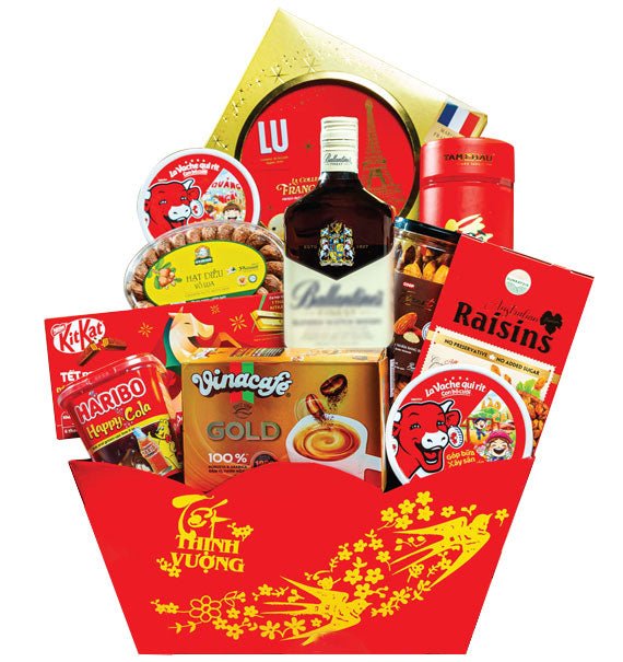 Red Bloom Gift Basket Tet Hamper Vietnam