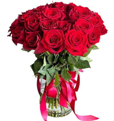 Red Explorer Ecuadorian Roses In Vase (Pre-Order)