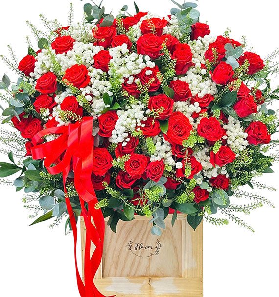Red Rose Basket For Vietnamese Women's Day