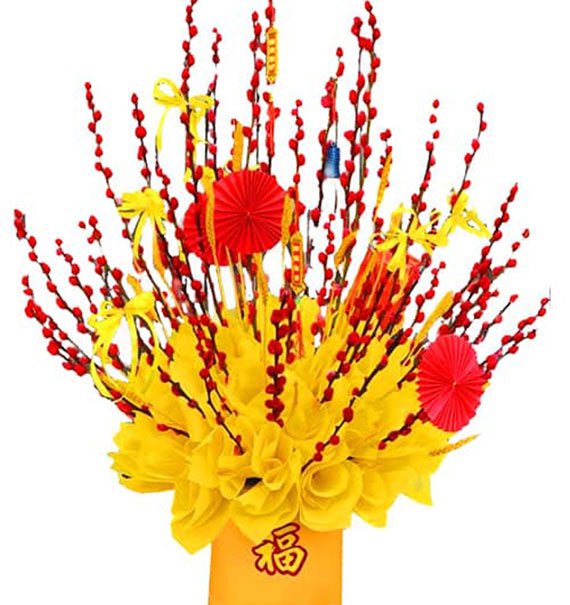 Red Singapore Peach-Tree In Vase Vietnam