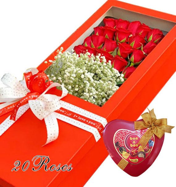 Rose Box and Chocolate Combo Vietnamese Womens Day