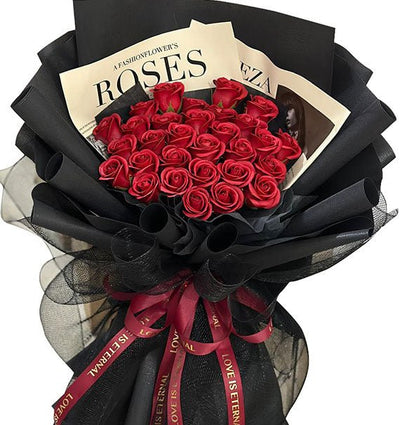 Red Waxed Roses Bouquet