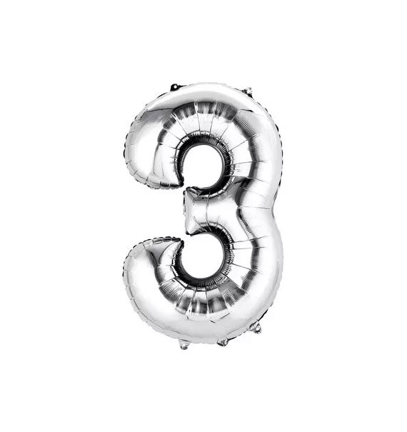 Silver Number 3 Foil Balloon Gifts Vietnam