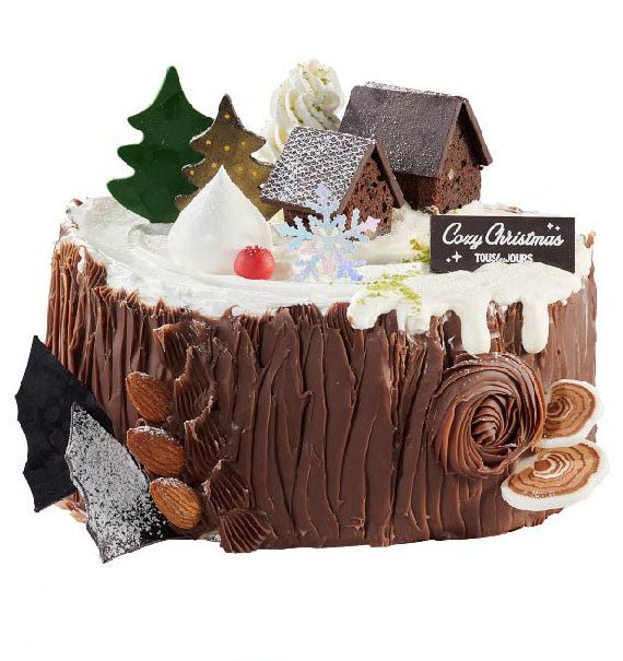 Snowy Village Buche De Noel Cake Vietnam