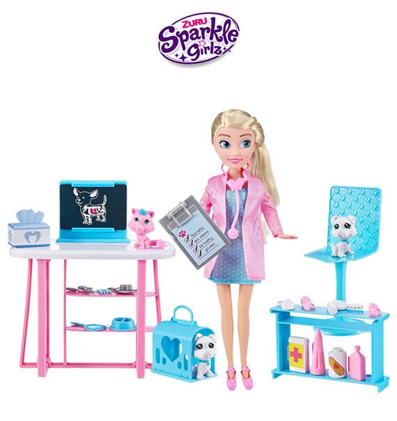 Sparkle Girlz Pet Clinic and Doctor Doll Play Set Gift