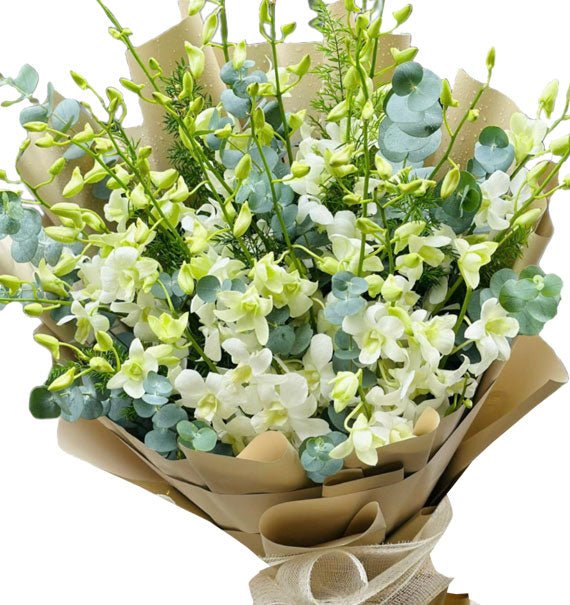 Sympathy White Orchids Bouquet