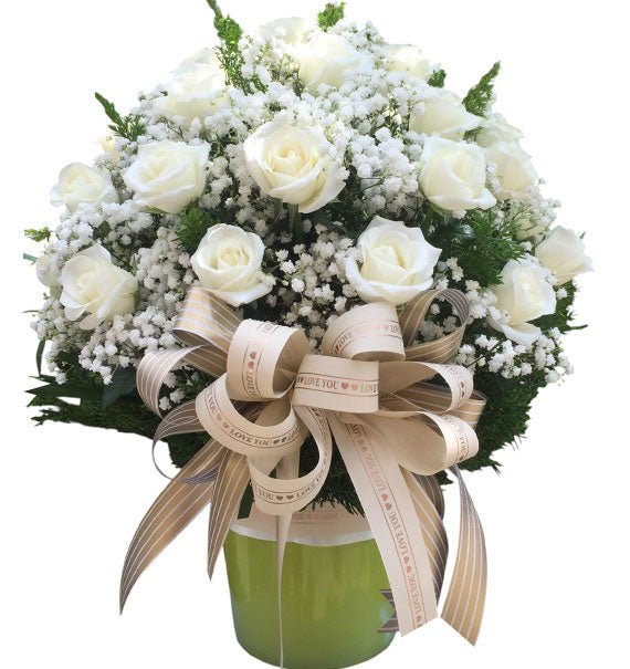Sympathy White Roses In Vase