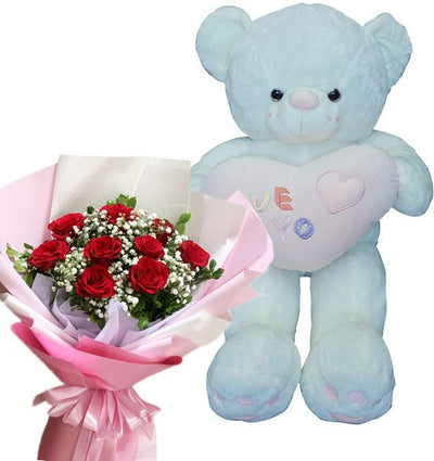 Combo Flowers & Teddy Bear