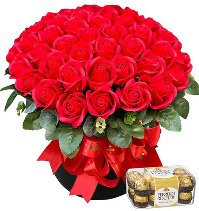 Combo Wax Roses & Chocolate