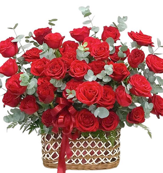 Vietnamese Womens Day Red Rose Basket