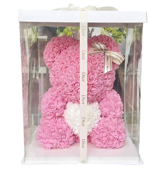Waxed Pink Roses Bear Vietnamese Womens Day