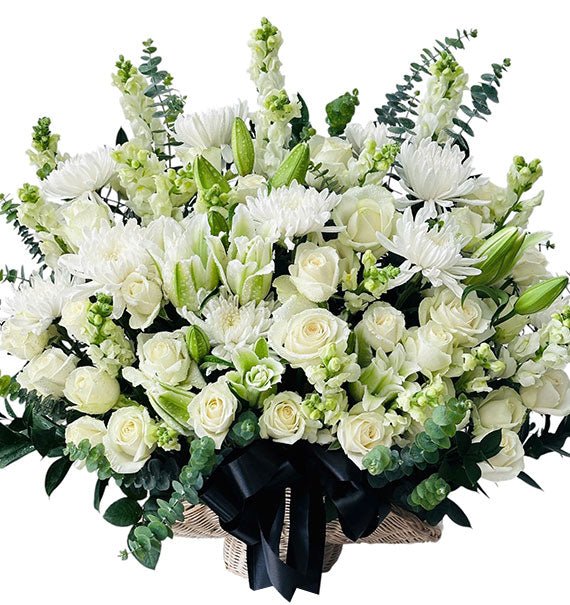 White Flowers Funeral Basket Vietnam