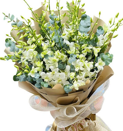 White Orchid Bouquet For Dad