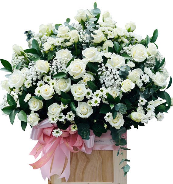 White Roses Sympathy Basket Vietnam