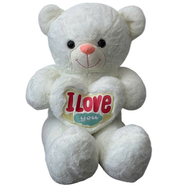 White Teddy Bear I Love You Heart