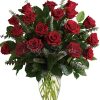 18 Red Roses In Vase