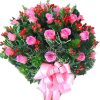 36 Pink Roses In Vase