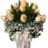 Peach Roses In Vase