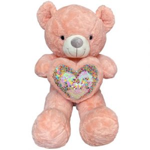 pinkish-orang-teddy-bear-heart