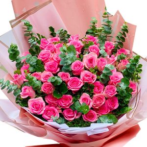 48 pink roses womens day