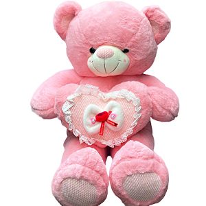 Pink bear hugs heart 65cm