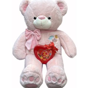 Pink bear in pink bow with bon o bon
